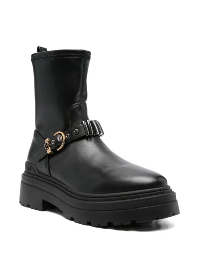 Pinko Booties With Metal Inserts In Black