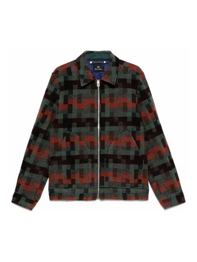 Paul Smith Geometric Pattern Wool Jacket Design In Multi