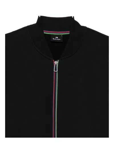 Paul Smith Maglie Nero Full-zip Sweatshirt In Black