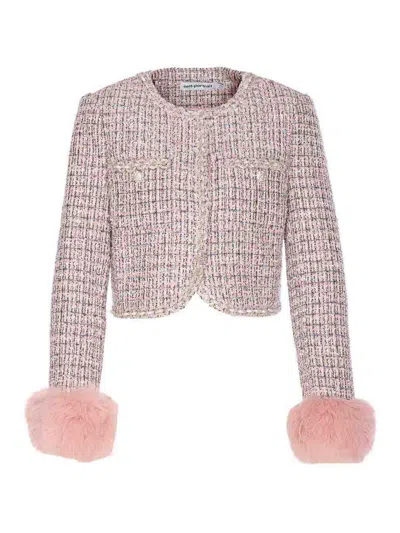 Self-portrait Self Portrait Crystal-embellished Tweed Jacket In Red