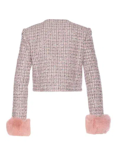 Self-portrait Self Portrait Crystal-embellished Tweed Jacket In Red