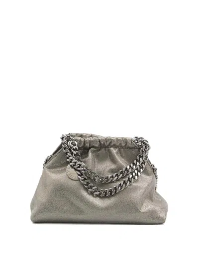 Stella Mccartney Falabella Mini Drawstring Bag Eco Shiny In Gray
