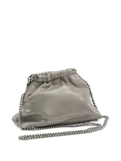 Stella Mccartney Falabella Mini Drawstring Bag Eco Shiny In Gray