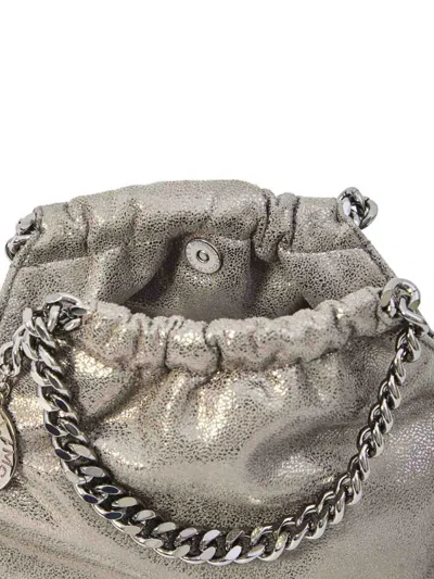Stella Mccartney Falabella Mini Drawstring Bag Eco Shiny In Gray