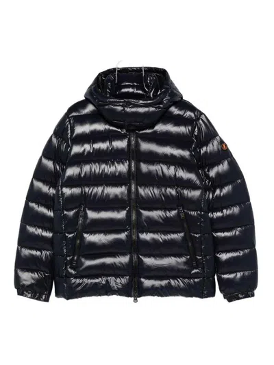 Save The Duck Florian Down Jacket With Lacquered Finish And Removable Hood In Black