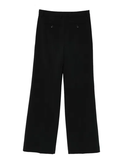 Seventy Black Wool Blend Wide-leg Trousers  In Black