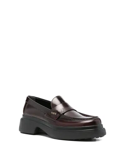 Tod's Leather Loafers With Platform Tods In Brown