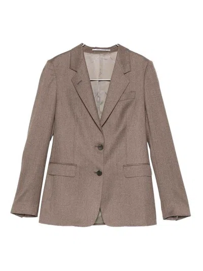 Tagliatore Brown Wool-silk Blend Tailored Jacket In Brown