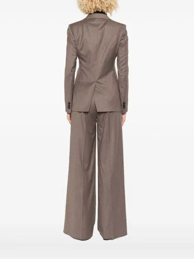 Tagliatore Brown Wool-silk Blend Tailored Jacket In Brown