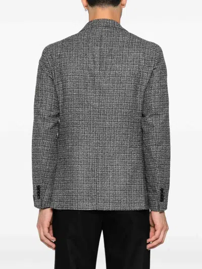 Tagliatore Textured Double-breasted Wool Blend Blazer In Gray