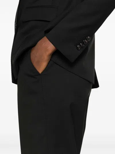Tagliatore Double-breasted Tailored Blazer In Black Wool Blend In Black