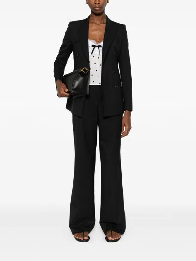 Tagliatore Double-breasted Tailored Blazer In Black Wool Blend In Black