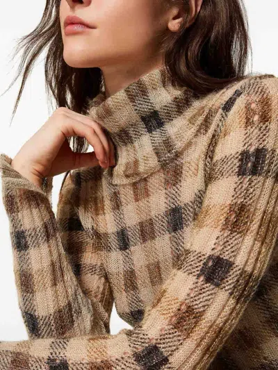 Twinset Twin-set Turtle Neck Sweater Print In Brown