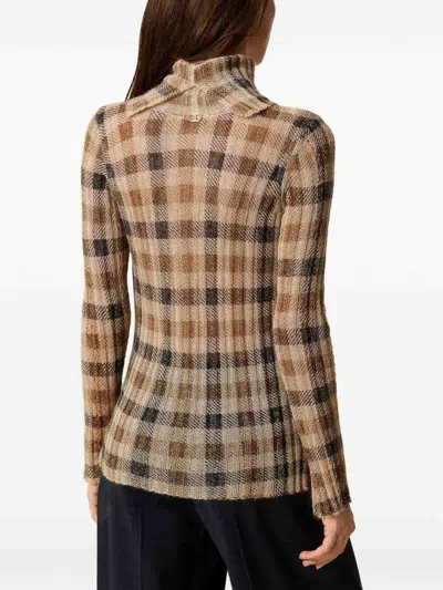 Twinset Twin-set Turtle Neck Sweater Print In Brown