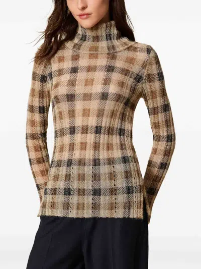 Twinset Twin-set Turtle Neck Sweater Print In Brown