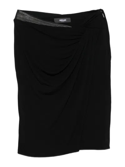 Versace Draped Skirt With Embellishment In Black