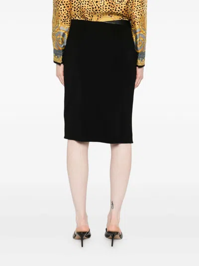 Versace Draped Skirt With Embellishment In Black