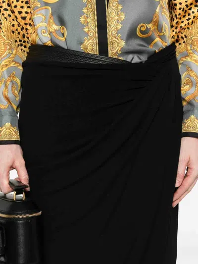 Versace Draped Skirt With Embellishment In Black