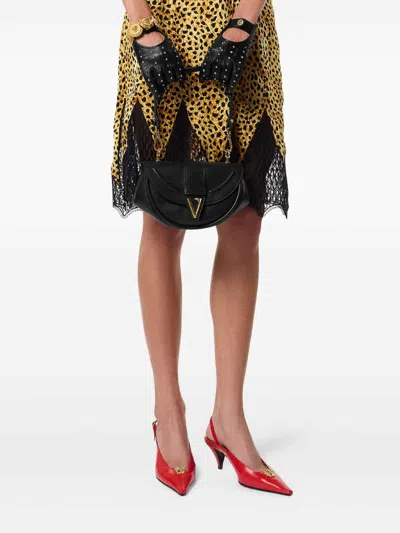 Versace Virtus Small Shoulder Bag In Black