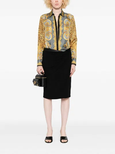 Versace Draped Skirt With Embellishment In Black