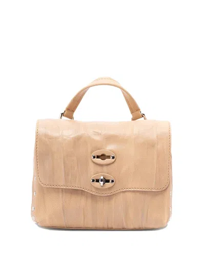 Zanellato Structured Beige Lamb Leather Shoulder Bag In Brown