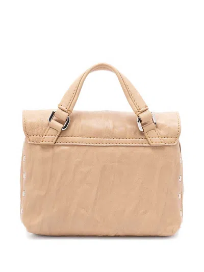 Zanellato Structured Beige Lamb Leather Shoulder Bag In Brown