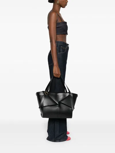 Coperni Cabas Origami Fold Leather Tote Bag In Black