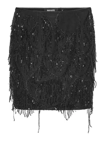 Rotate Birger Christensen Mini Skirt With Abstract Sequin And Bead Embellishments In Black