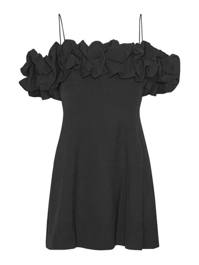 Rotate Birger Christensen A-line Mini Dress With Ruffles Rotate In Gray