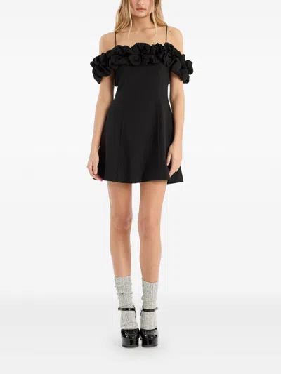 Rotate Birger Christensen A-line Mini Dress With Ruffles Rotate In Gray