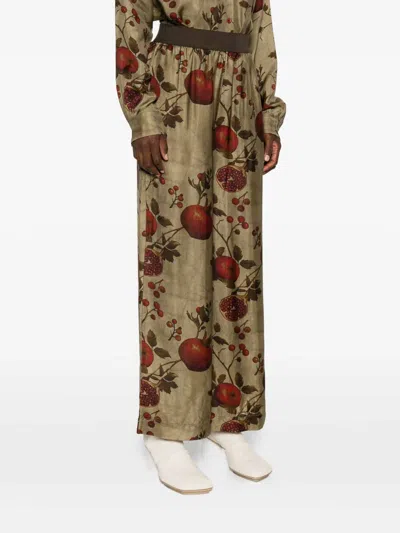 Uma Wang Botanical Print Wide-leg Trousers With Relaxed Fit In Multi