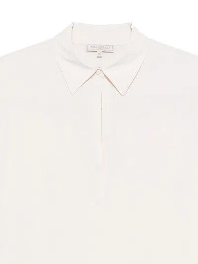 Antonelli Fitted White Shirt With Concealed Button Placket In White