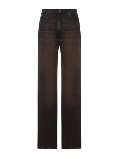Haikure Brown Vintage Effect Korea Jeans In Black