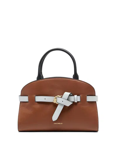 Coccinelle Structured Brown Handbag With Black Accents In Brown