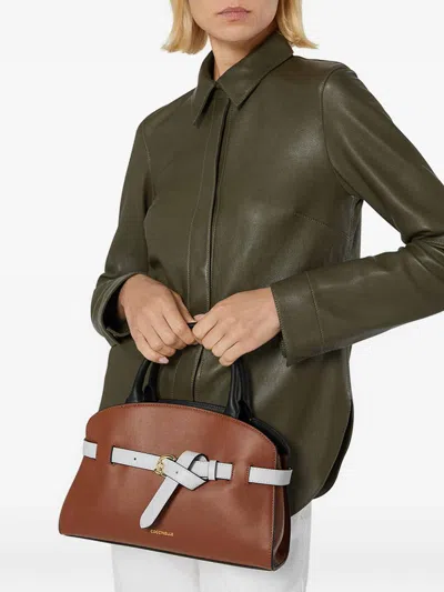 Coccinelle Structured Brown Handbag With Black Accents In Brown