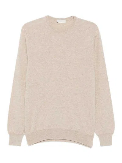 Piacenza Cashmere Classic Crew Neck Cashmere Sweater In Brown