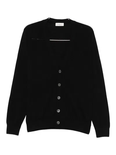 Piacenza Cashmere Classic Black Cardigan With V-neckline In Black