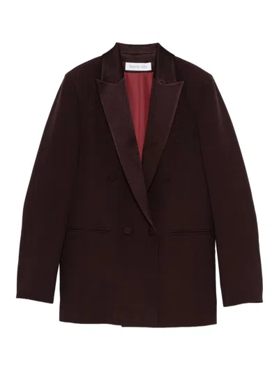 Raquel Diniz Double-breasted Tailored Jacket In Deep Burgundy In Brown