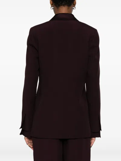 Raquel Diniz Double-breasted Tailored Jacket In Deep Burgundy In Brown