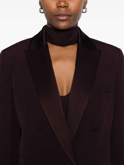 Raquel Diniz Double-breasted Tailored Jacket In Deep Burgundy In Brown