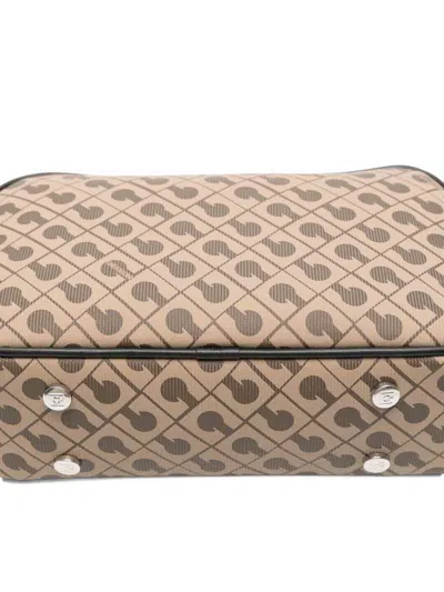 Gherardini Rectangular Geometric Patterned Shoulder Bag In Brown