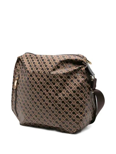 Gherardini Geometric Pattern Shoulder Bag With Adjustable Strap In Gray