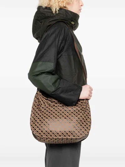 Gherardini Geometric Pattern Shoulder Bag With Adjustable Strap In Gray