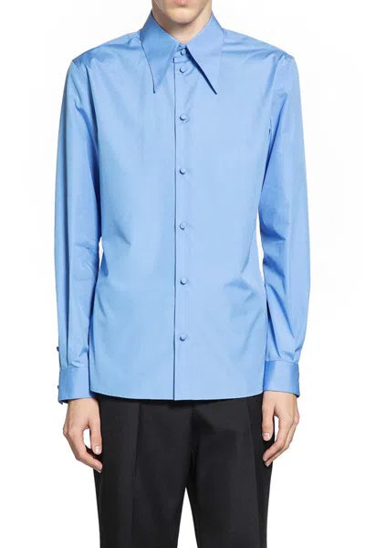 Valentino Long Sleeve Poplin Shirt Featuring Collar In Blue