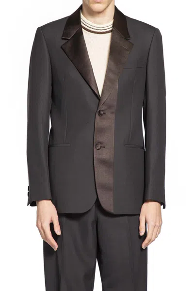 Fendi Men Brown Single-breasted Jacket With Notched Revers In Wool Blend Man In Brown