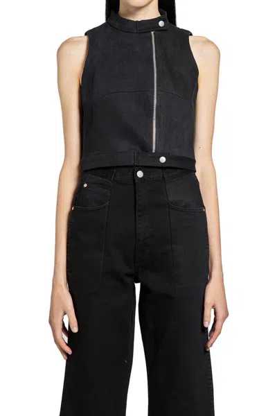 E.l.v Denim Jeannie Biker Top In Black