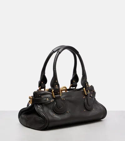 Chloé Paddington Padlock Shoulder Bag In Leather In Black