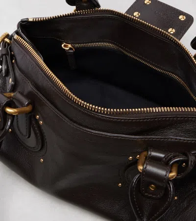 Chloé Paddington Padlock Shoulder Bag In Leather In Black