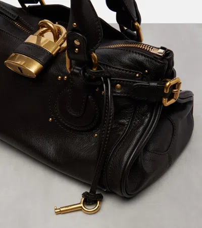 Chloé Paddington Padlock Shoulder Bag In Leather In Black