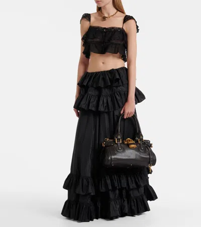 Chloé Paddington Padlock Shoulder Bag In Leather In Black